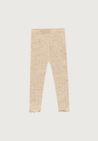 Leggings i merinoull/silke med pointellemønster til baby