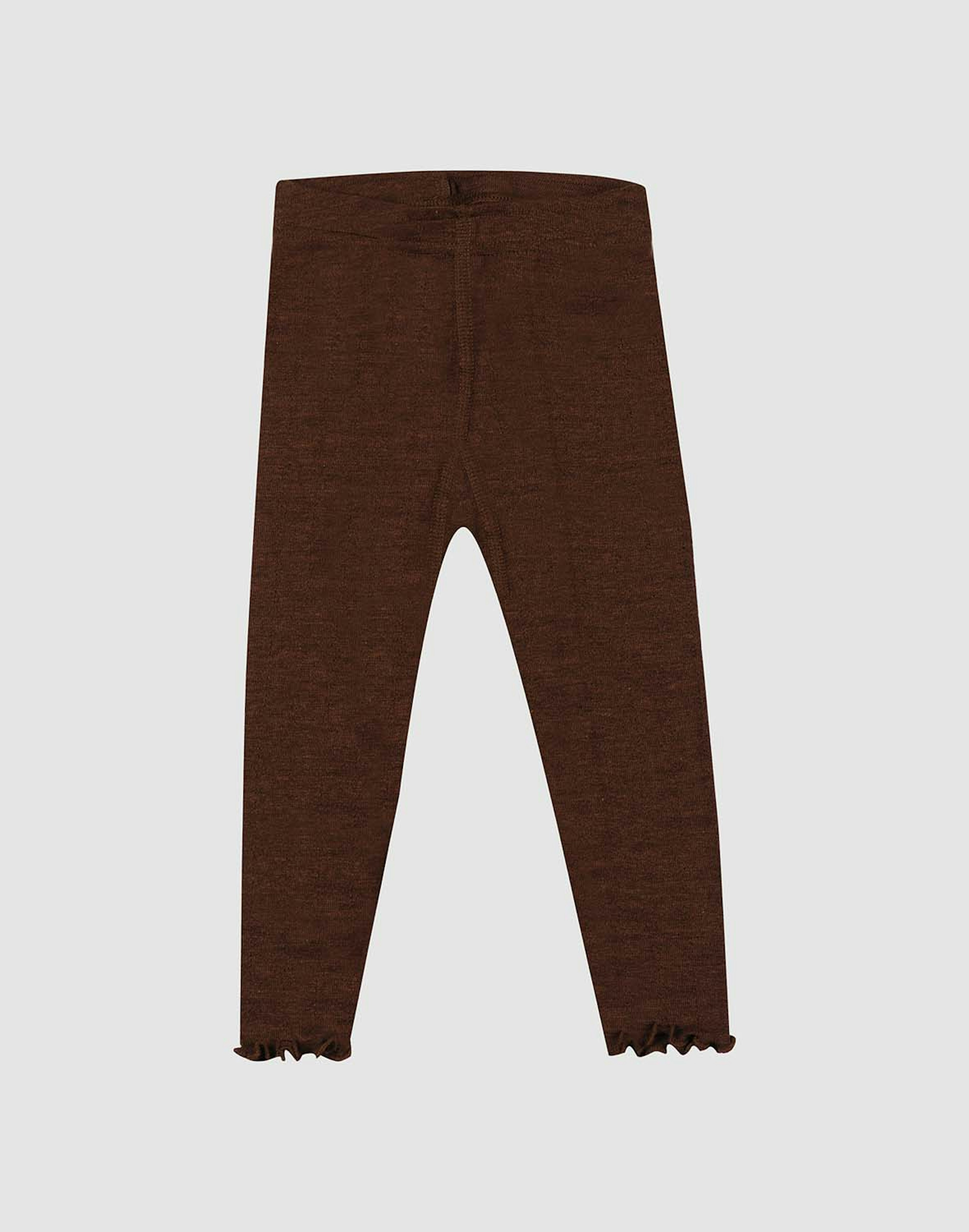 Leggings i merinoull/silke med pointellemønster til baby Mokka