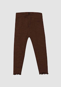 Leggings i merinoull/silke med pointellemønster til baby