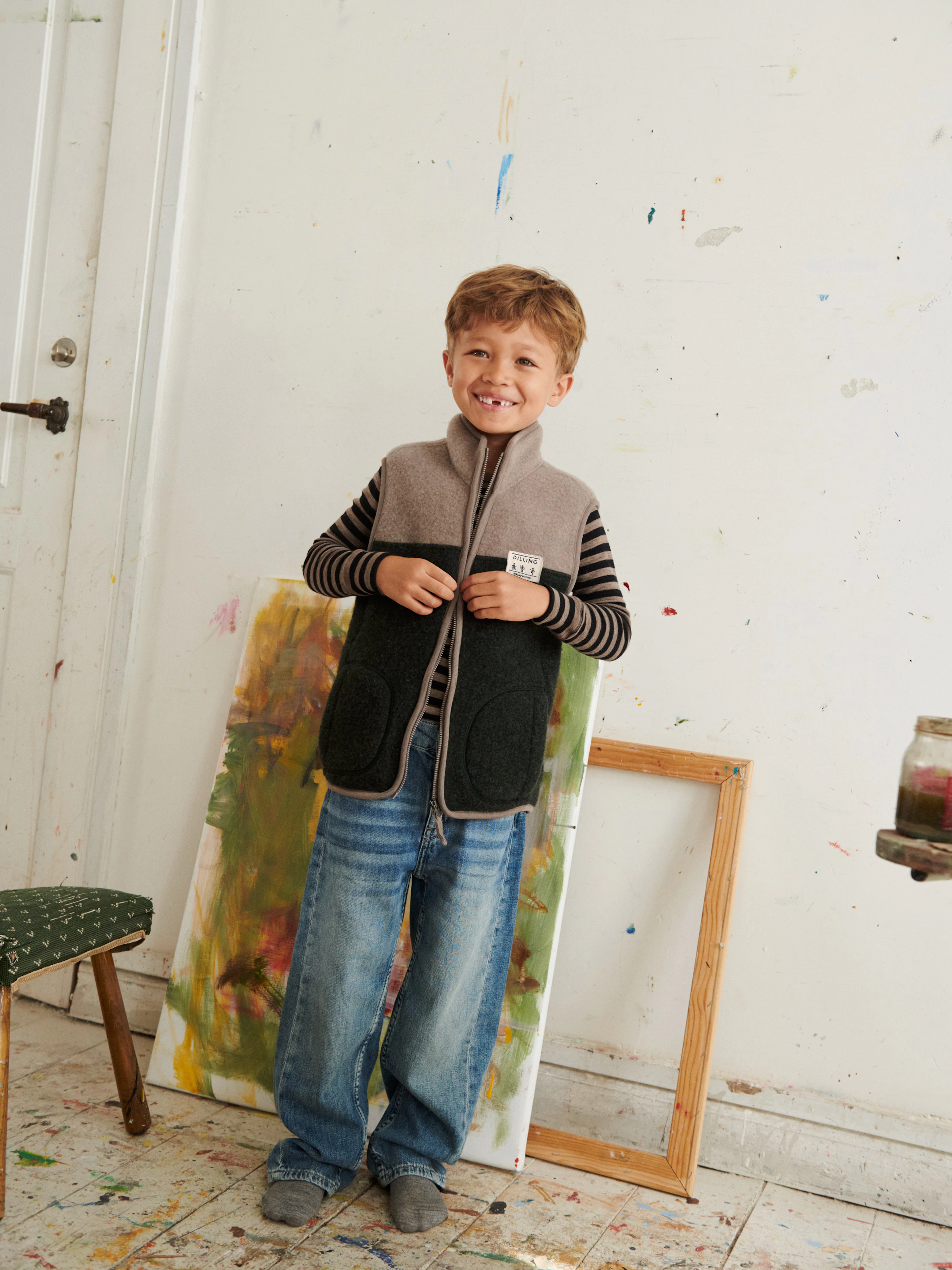 DILLING Trui Van Merinowollen Terry Voor Baby's Marineblauw 92