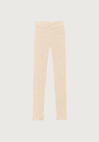 Leggings i merinoull med pointellemønster til barn