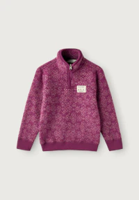 Jakke i merinoullfleece med kort glidelås til barn