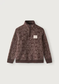 Jakke i merinoullfleece med kort glidelås til barn