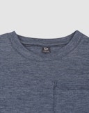 Children’s merino wool/silk T-shirt with pocket Mottled blue