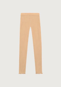 Leggings i merinoull/silke med pointellemønster til barn