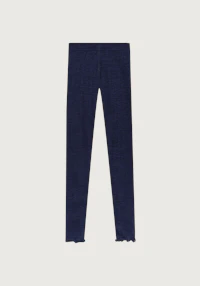 Leggings i merinoull/silke med pointellemønster til barn