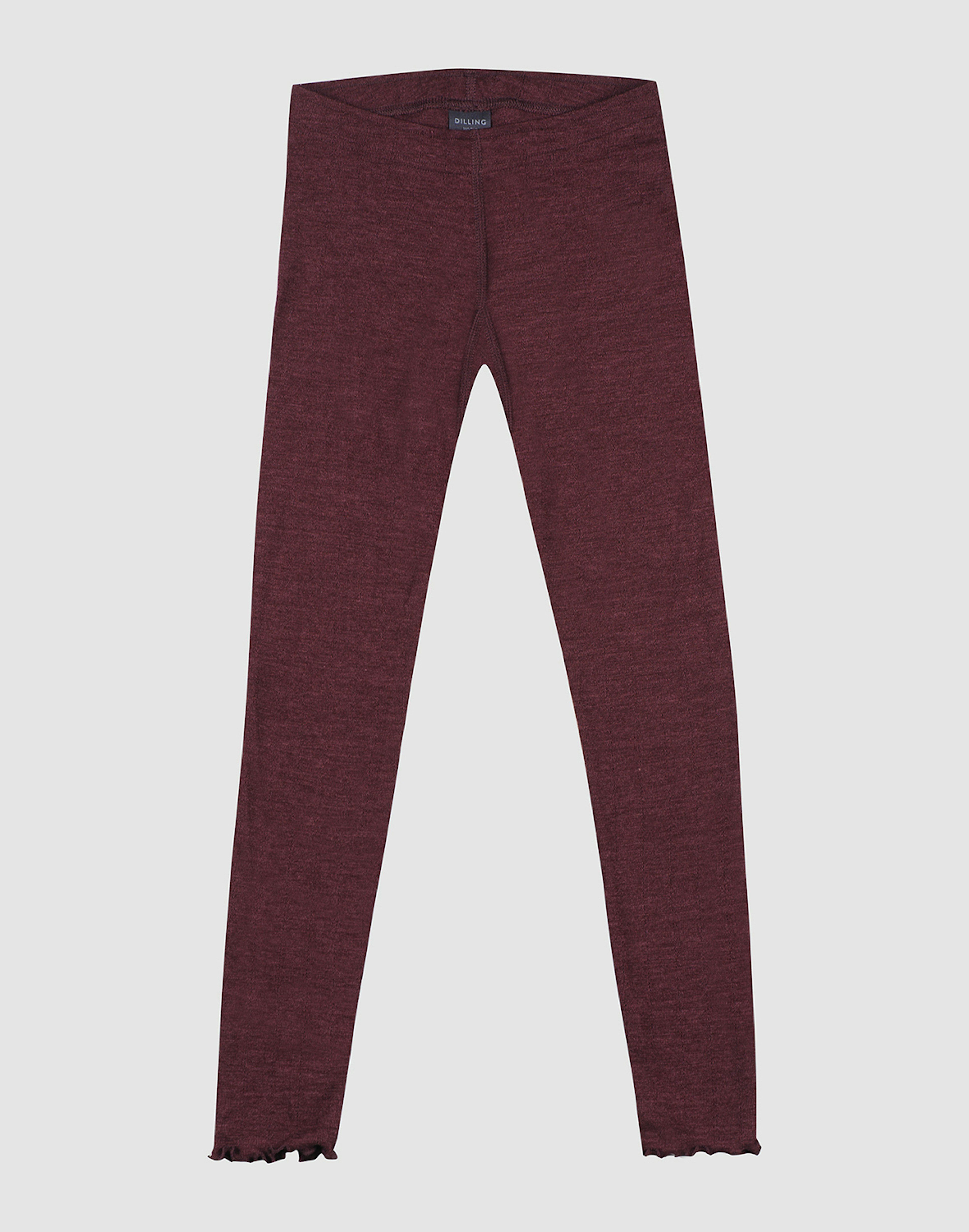 Leggings i merinoull/silke med pointellemønster til barn Bordeaux