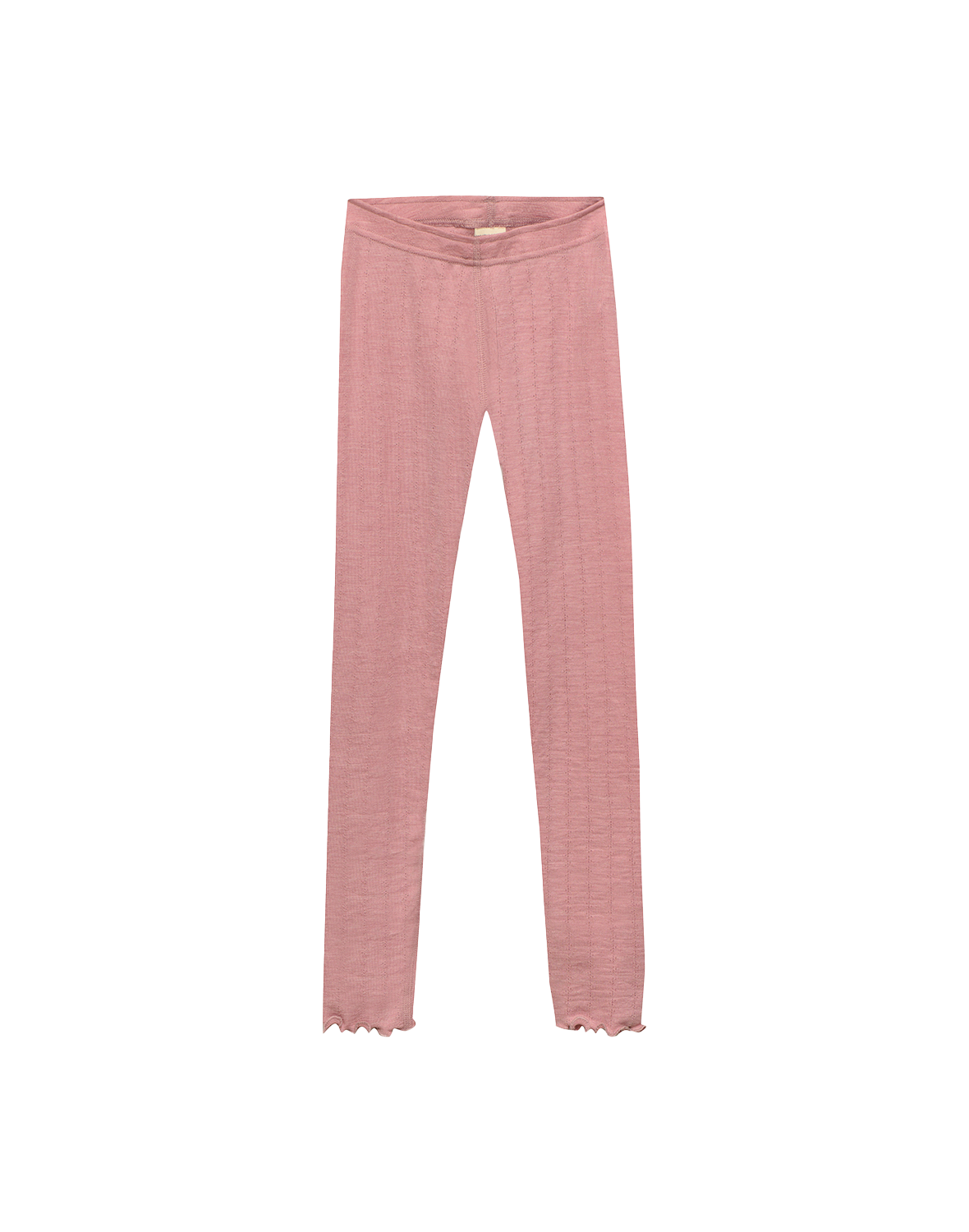 Leggings i merinoull/silke med pointellemønster til barn