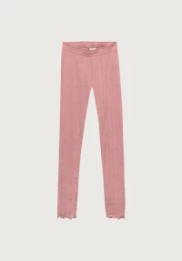Leggings i merinoull/silke med pointellemønster til barn