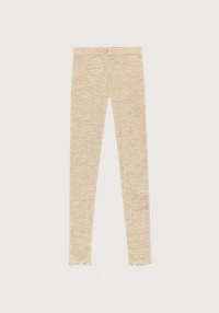 Leggings i merinoull/silke med pointellemønster til barn