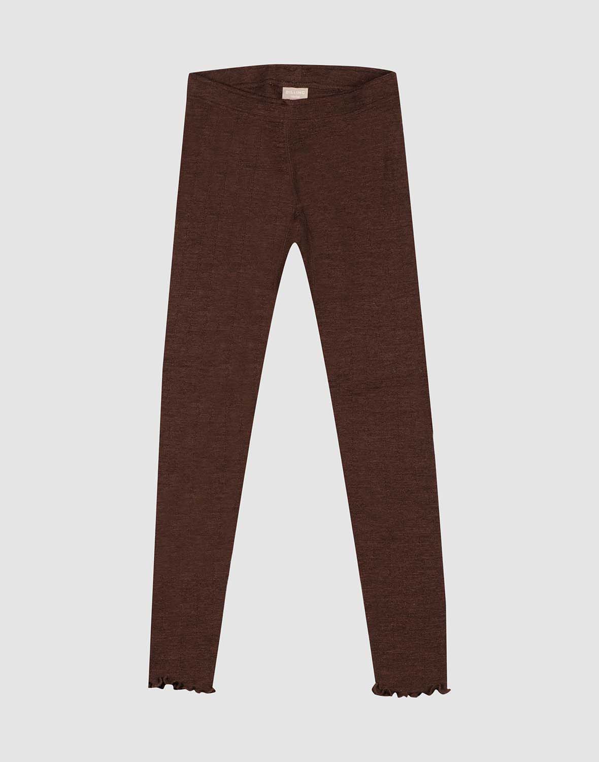 Leggings i merinoull/silke med pointellemønster til barn