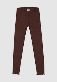 Leggings i merinoull/silke med pointellemønster til barn