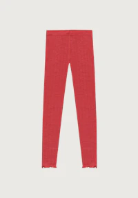 Leggings i merinoull/silke med pointellemønster til barn