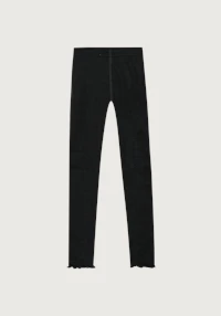 Leggings i merinoull/silke med pointellemønster til barn