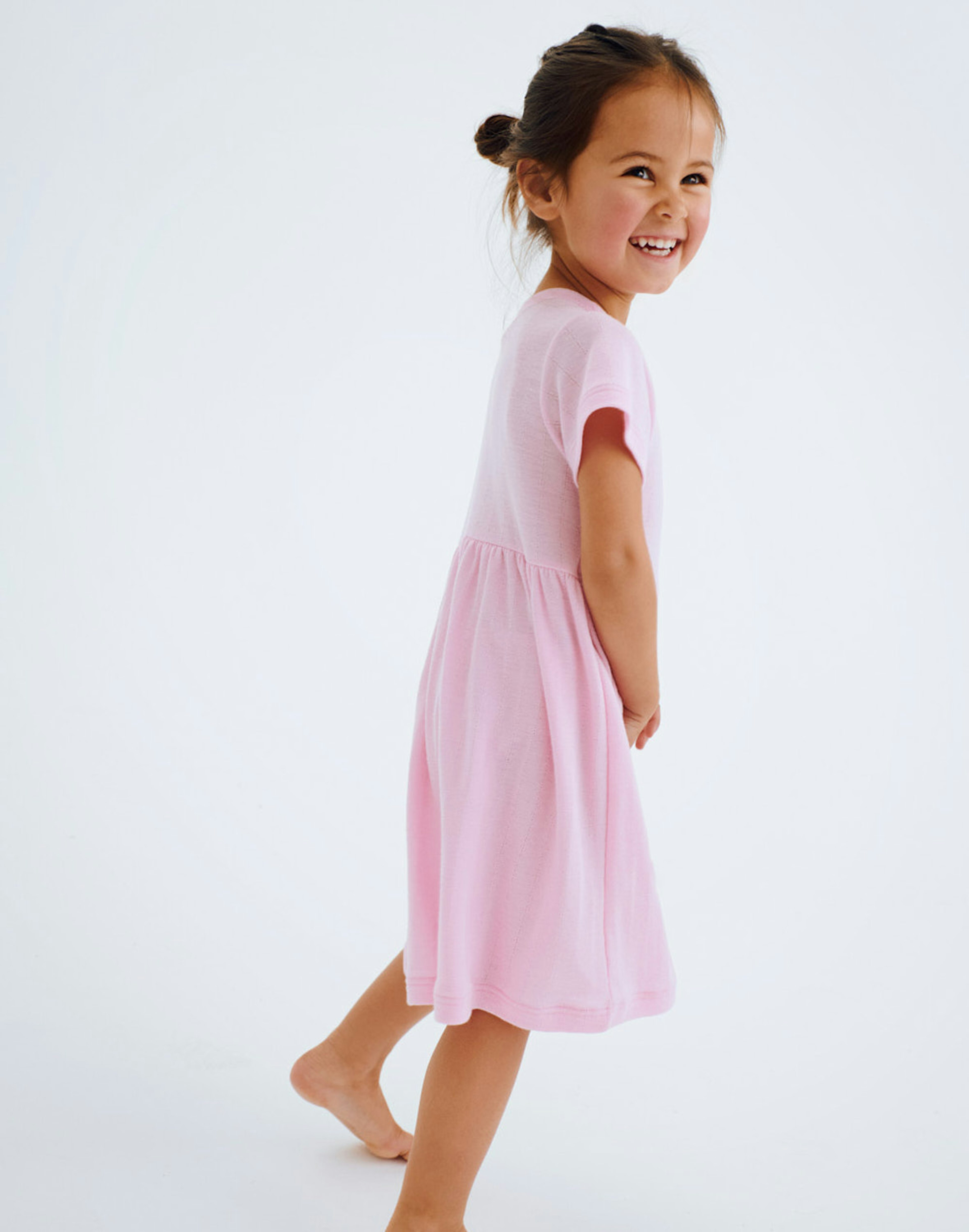 Pointelle T-shirtjurk van merinowol/zijde voor kinderen