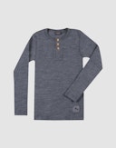 Bluse med knapper i merinould til børn Blågråmelange 0