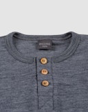 Bluse med knapper i merinould til børn Blågråmelange 1