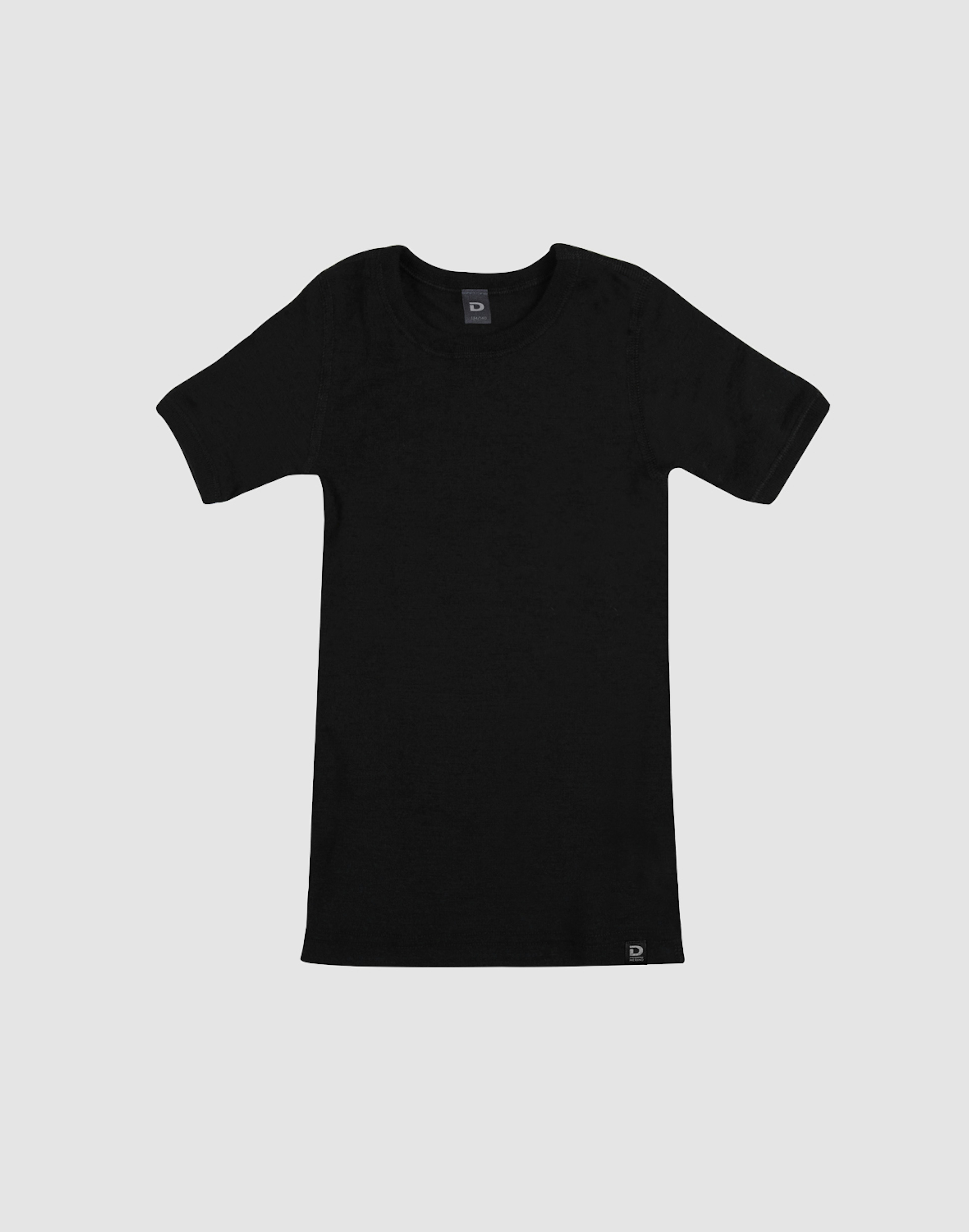 T-shirt van merinowol voor kinderen Zwart