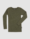 Children's merino wool long sleeve top Dark green melange