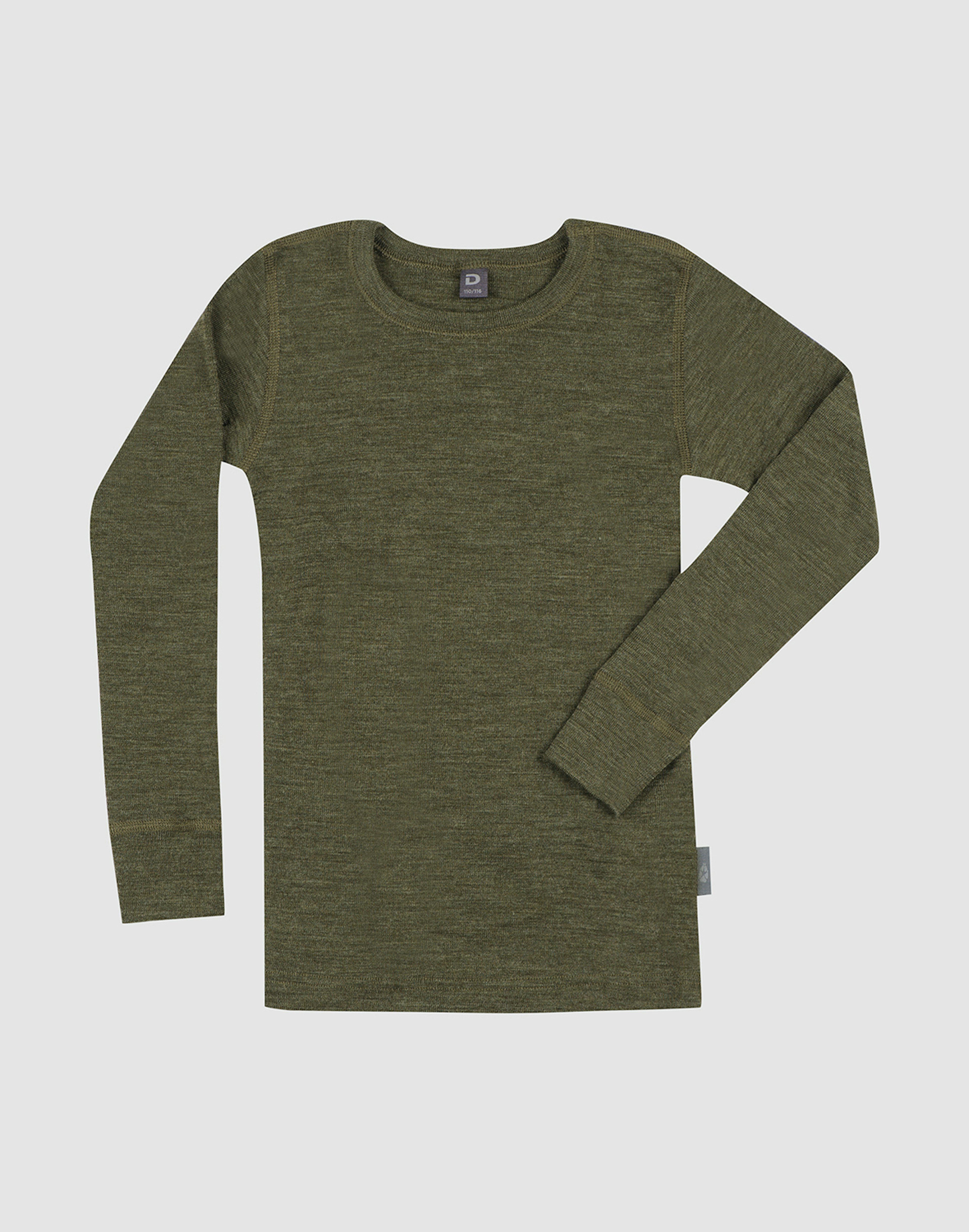 Children's merino wool long sleeve top Dark green melange
