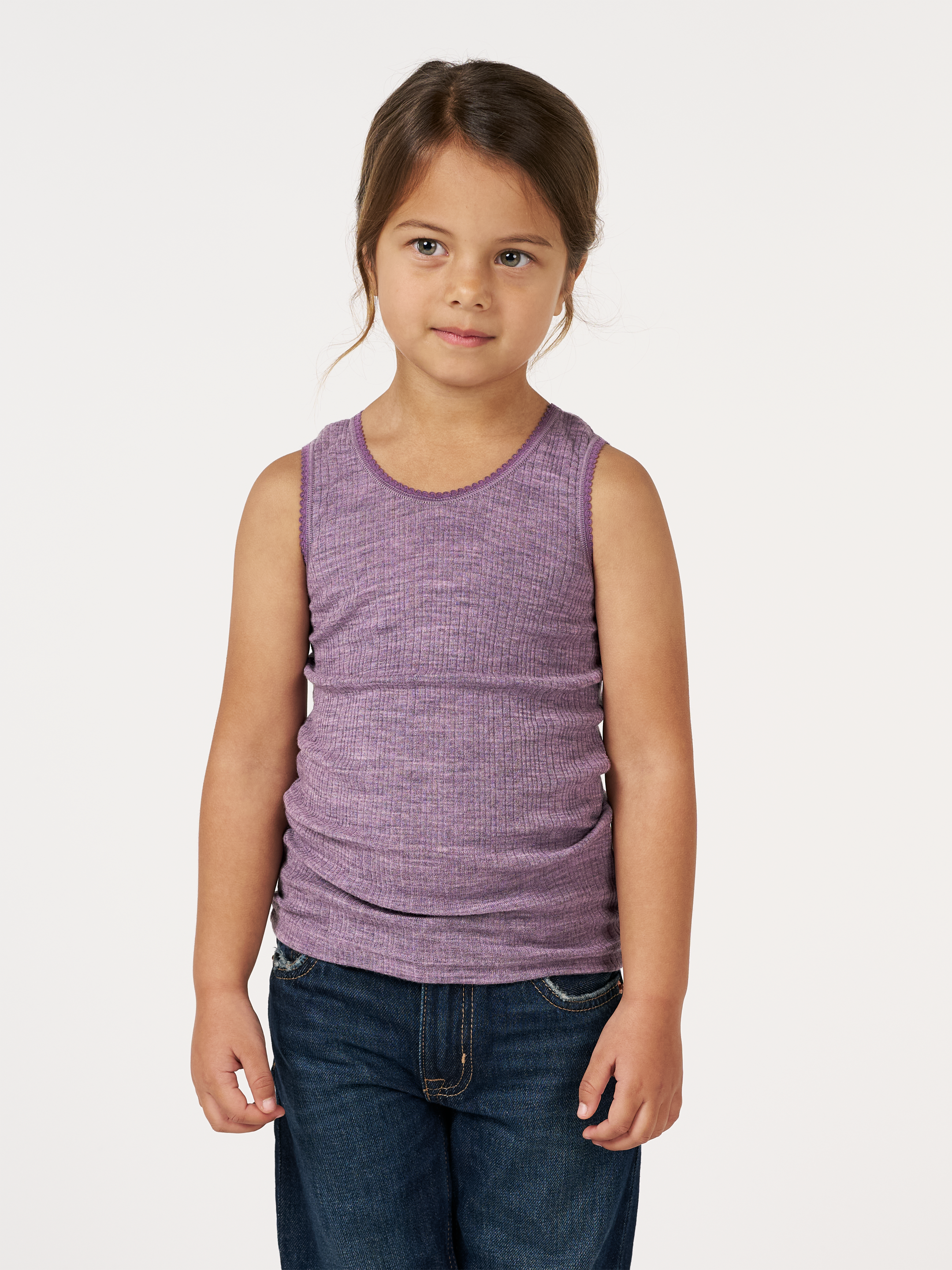 Débardeur Camisole Marks & Spencer Fille 2-3 Ans – Violet Coton, Col Carré