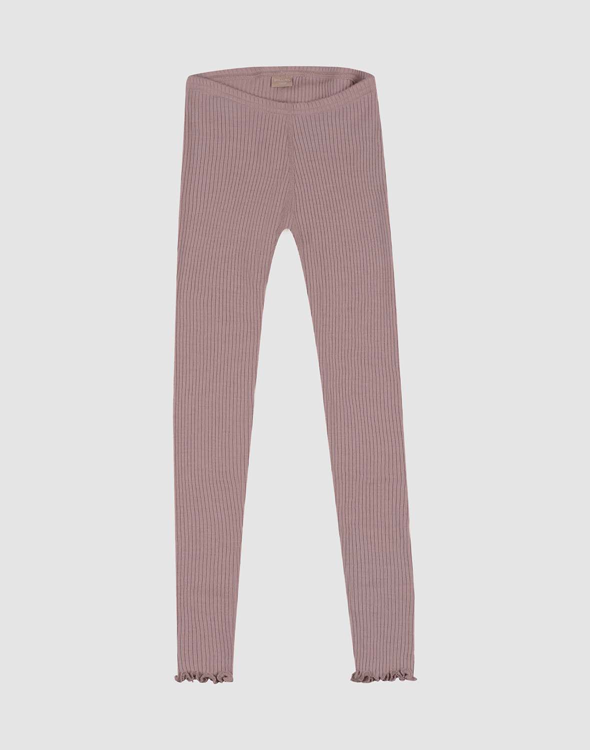 Leggings med rysjekant i merinoull til barn