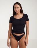 String met hoge taille van katoen voor dames Zwart