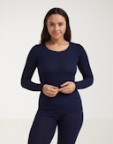 Shirt van merinowol voor dames Donker marineblauw