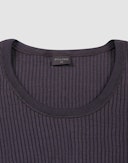 Langermet topp i merinoull til dame Aubergine