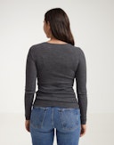 Women's merino wool long sleeve top Dark grey melange