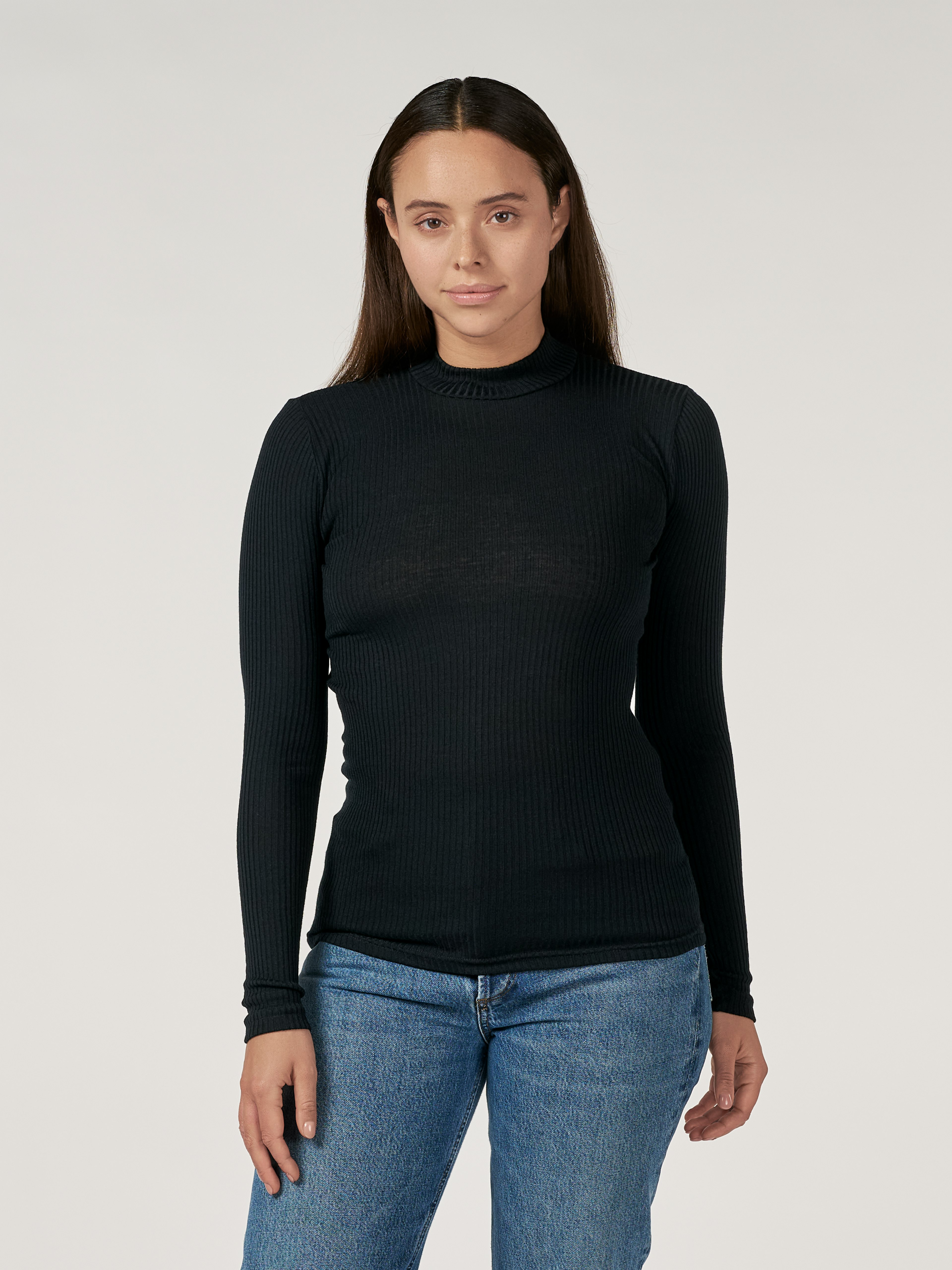 Women's merino wool high neck top in Black - $79.99 - Dilling