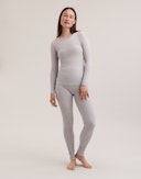 Leggings i merinoull til dame Lys gråmelert