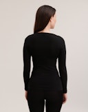 Shirt met V-hals van merinowol voor dames Zwart