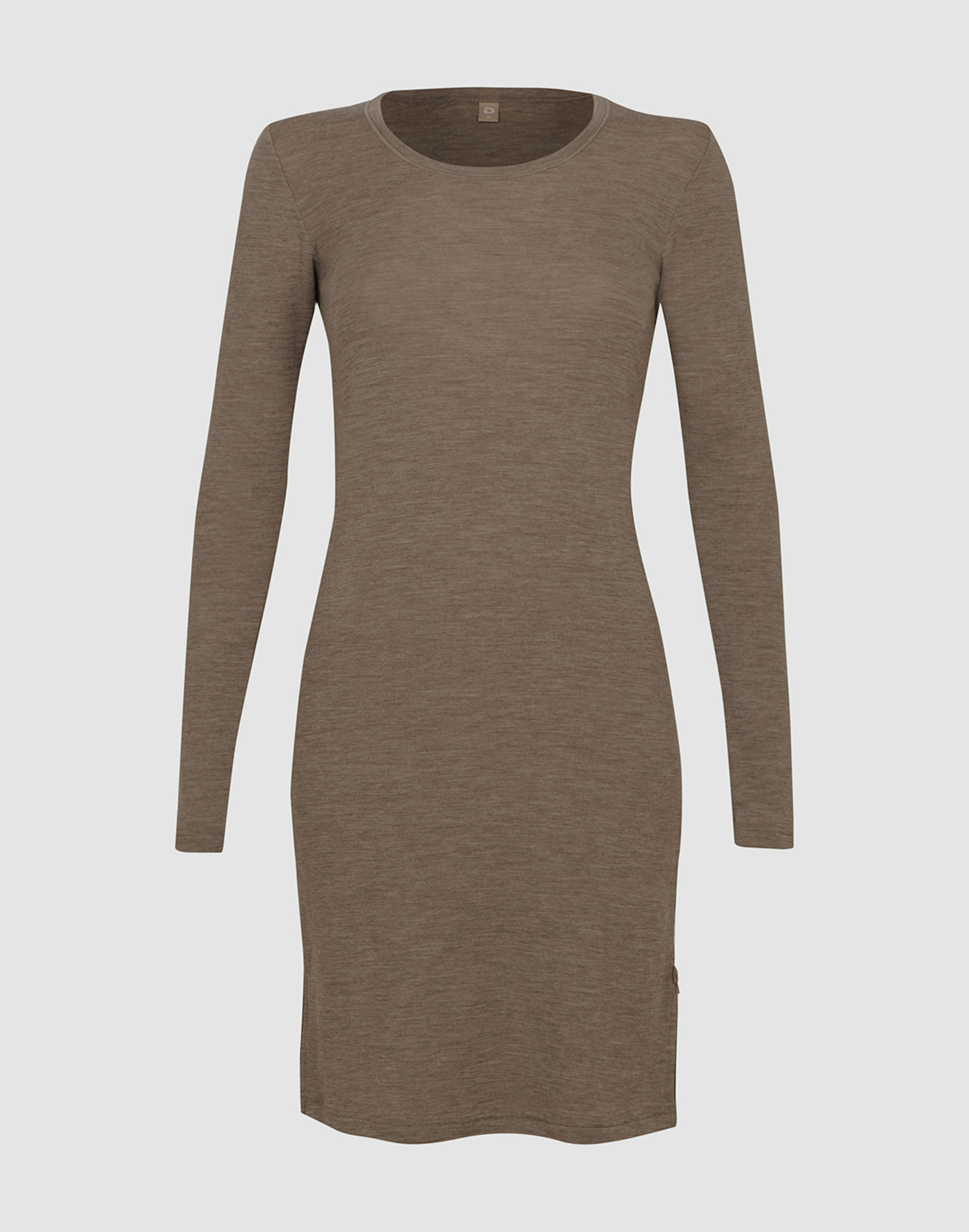 Women's merino wool long sleeve dress Brown melange