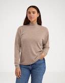 Women's merino wool high neck top Beige melange