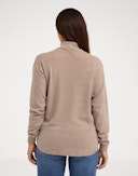 Women's merino wool high neck top Beige melange