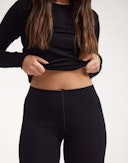 Merinouldleggings med bred elastikkant til damer  Sort