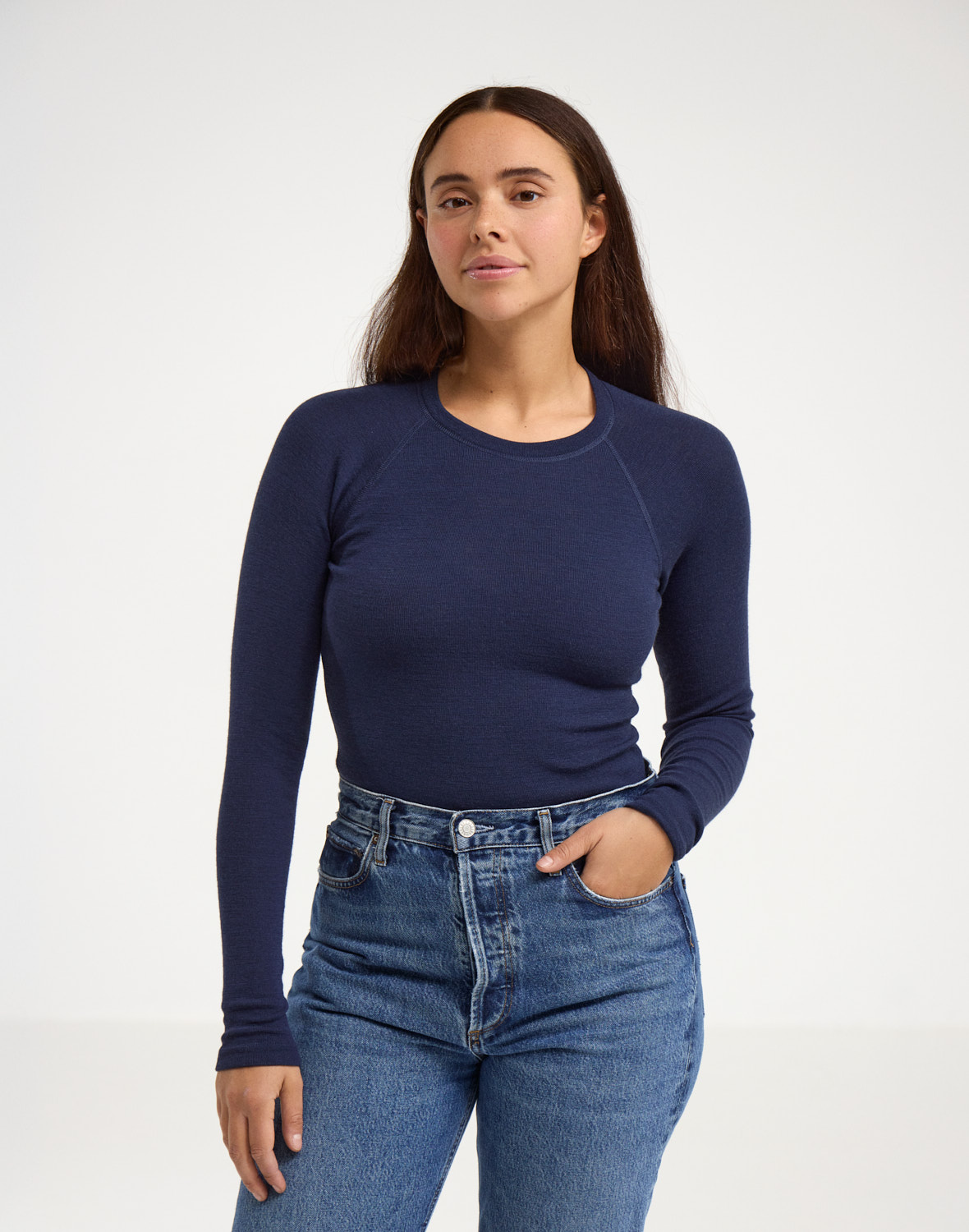 Long sleeve top with high O-neck and raglan sleeves 2