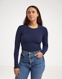 Women's merino wool raglan sleeves. Navy blue