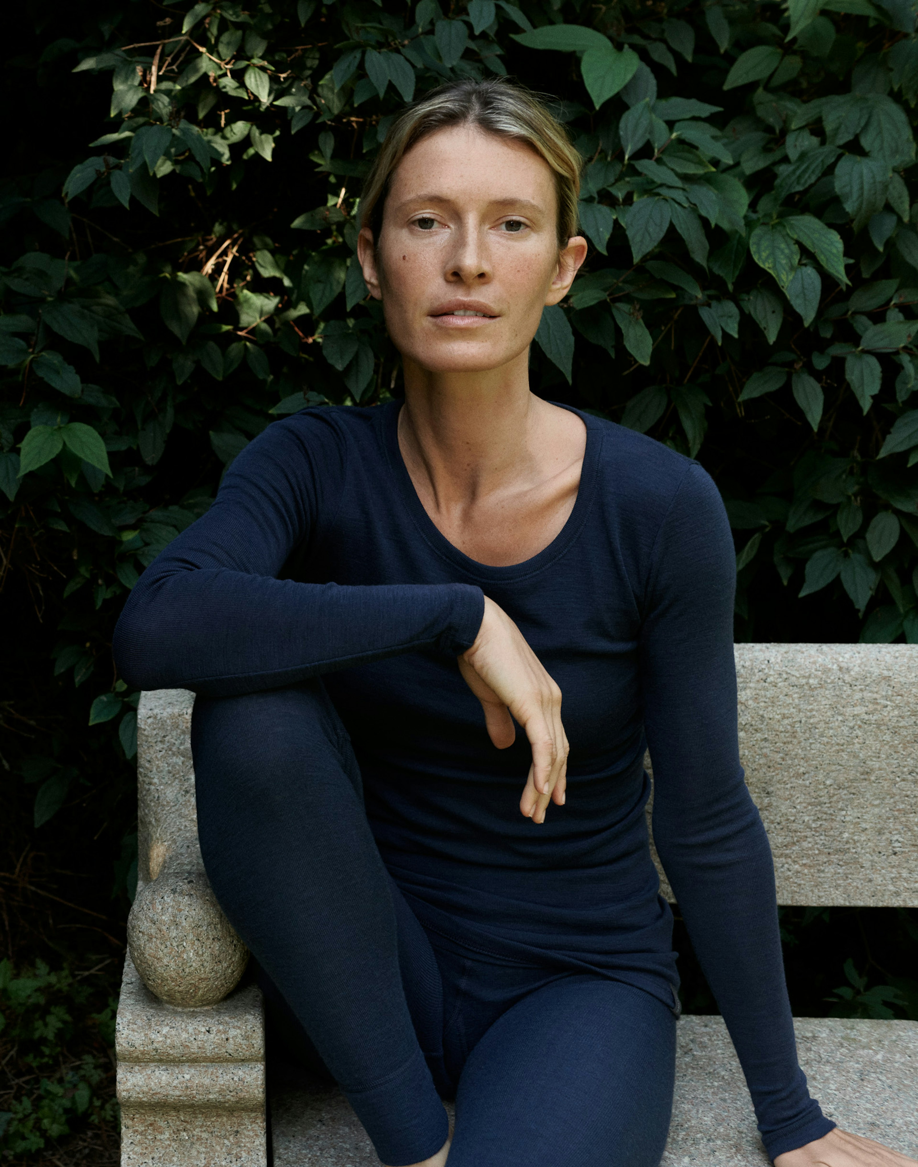 Women's merino wool leggings Navy blue