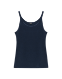 Plus size singlet i merinoull til dame Marineblå