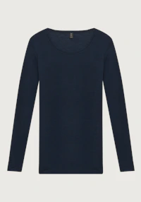 Plus size langermet topp i merinoull til dame