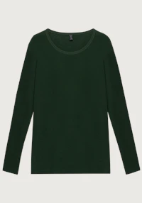 Plus size langermet topp i merinoull til dame