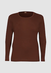 Plus size langermet topp i merinoull til dame