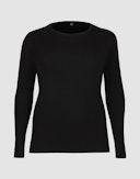 Plus size langermet topp i merinoull til dame Svart
