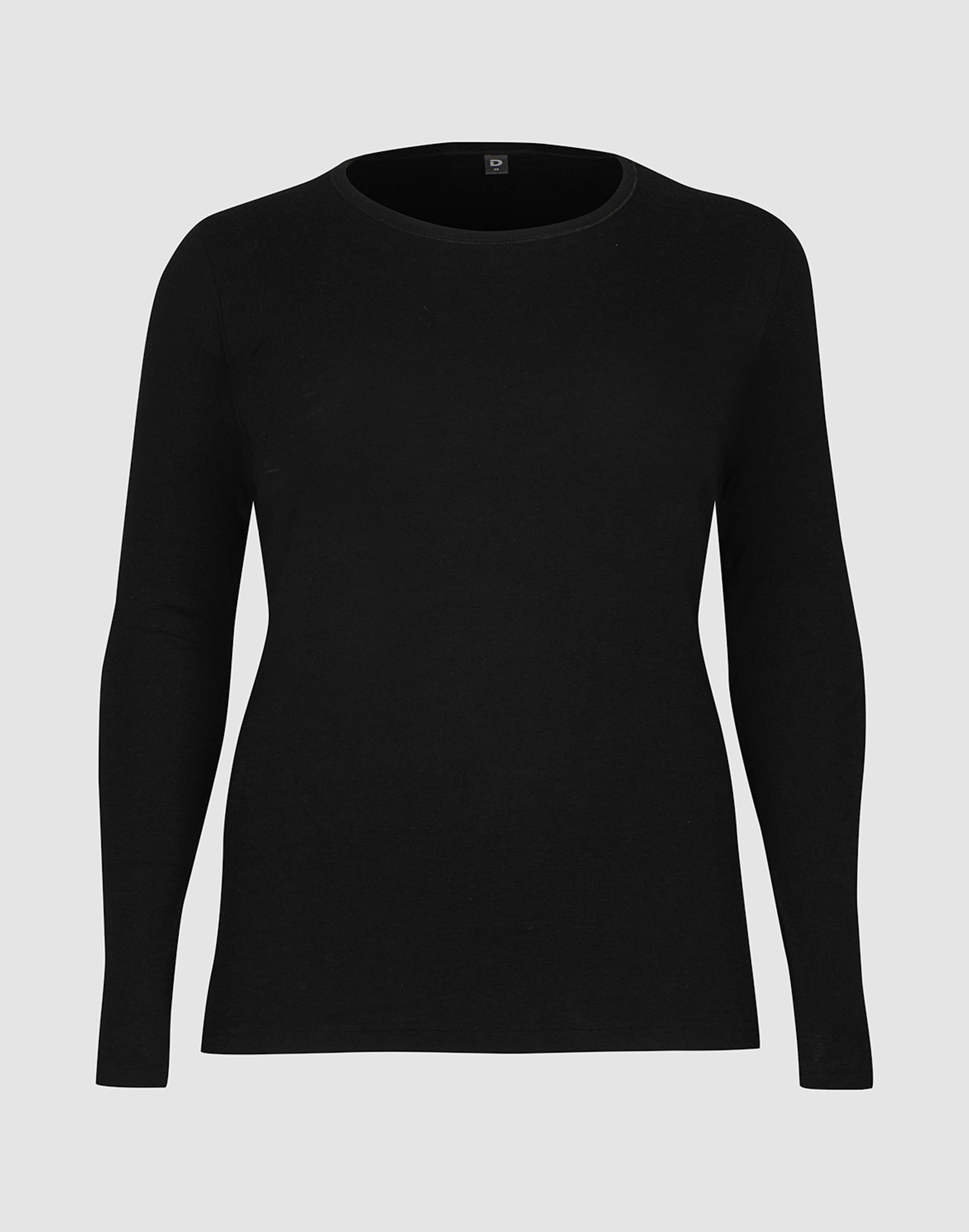 Plus size langermet topp i merinoull til dame Svart