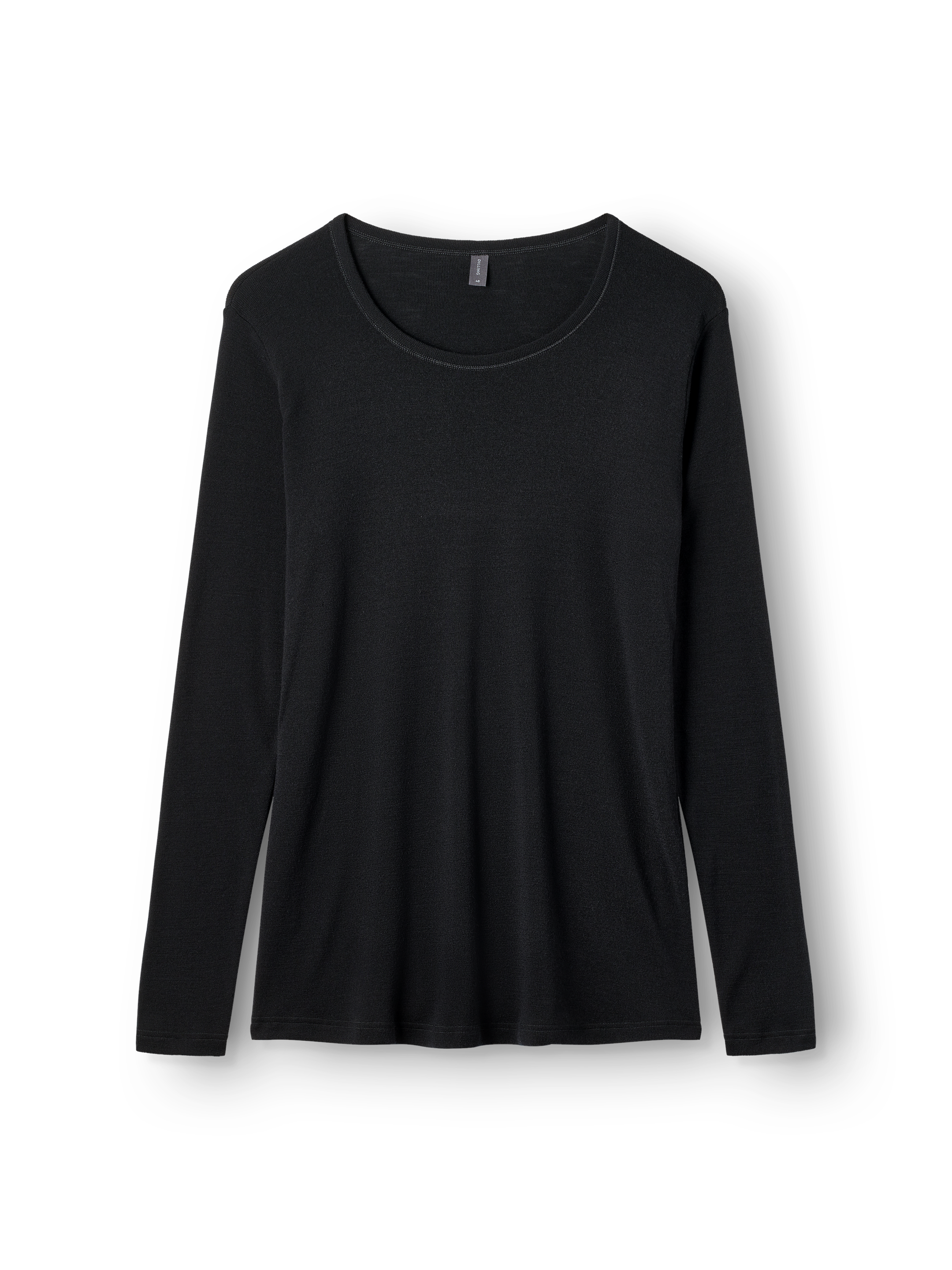 Plus size langermet topp i merinoull til dame