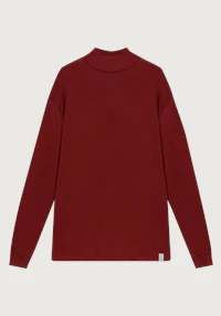 Plus size høyhalset topp i merinoull til dame