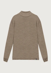 Plus size høyhalset topp i merinoull til dame