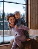 Tights i merinoull med nordisk mønster til dame Nordic lilac melange